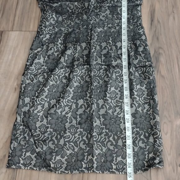 Rachael G. Black and Gray Floral Print Dress, Size 6 - Picture 3 of 14